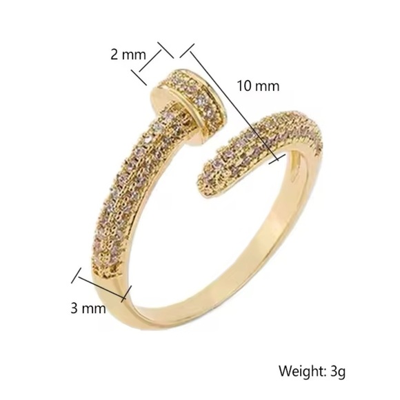 Juste Un Clou Nail Gold Zirconia Ring - Picture 4 of 14